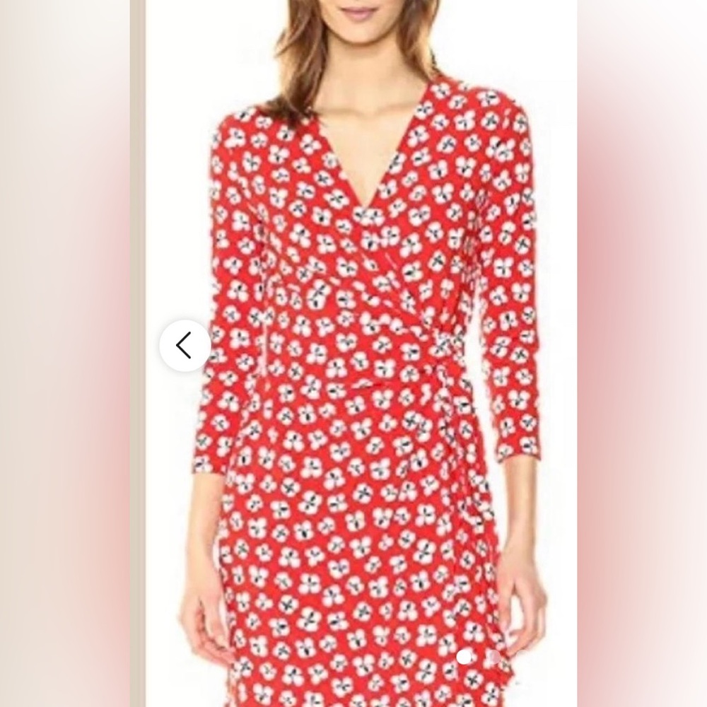 Anne Klein Floral Wrap Dress - Red